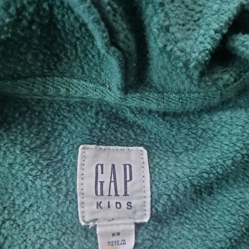 Gap green zip‎ up hoodie kids size xs 4/5